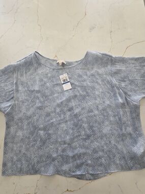 XL Michael Kors Light Blue Patterned Short Sleeve Tee